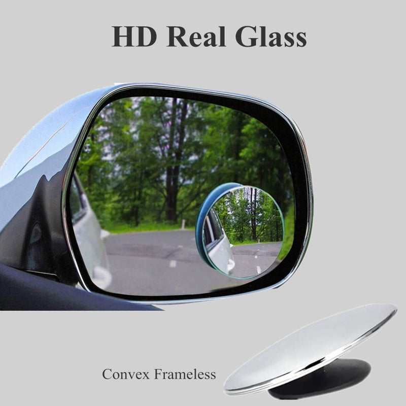 MARLBSTON 2 pcs Blind Spot Mirrors  2"" Round HD Glass Convex 360 Wide Angle Side Rear View Mirror with ABS Housing for Cars SUV and Trucks  Chrome  Pack of 2 - Image 5